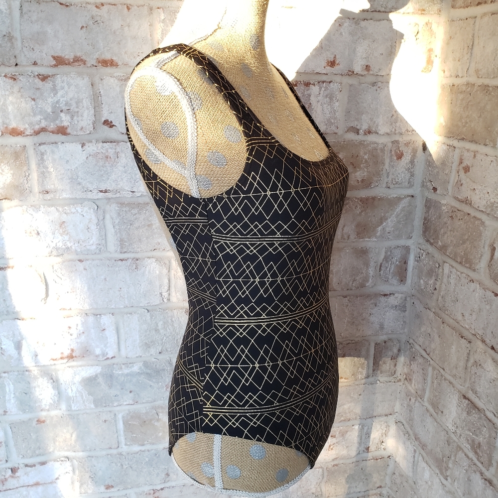 NWOT NipTuck Swim black gold geometric swim suit 4 - Picture 10 of 13